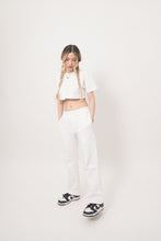 Load image into Gallery viewer, &quot;SINCE 199X&quot; EMBROIDERED LOGO FLARE PANTS (WHITE)
